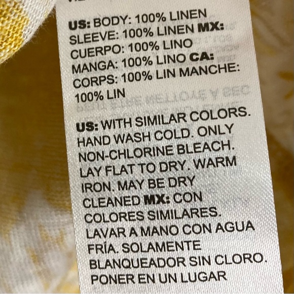 Chico’s Linen Paisley Off-Shoulder Top Women’s Size L Lightweight Boho Yellow - Picture 9 of 11